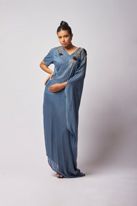 Hand embroidred drape gown