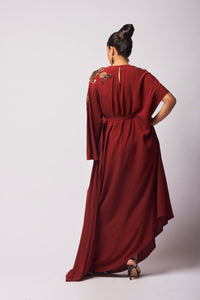 Hand embroidred drape gown