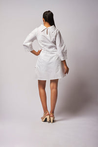 Hand embroidred Turtle neck white dress