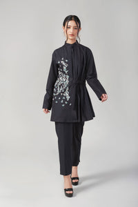 Embroidered Long Black shirt