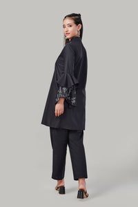 Embroidered Long Black Shirt