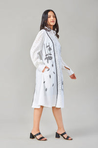 Embroidered White Schiffli Airport Dress
