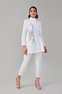 Embroidered Long White shirt