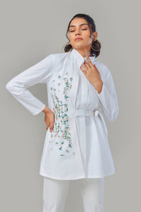 Embroidered Long White shirt