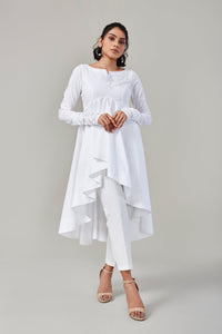 White Flared Embroidered Shirt