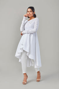 White Flared Embroidered Shirt