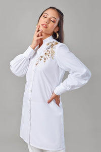 White  Embroidered Buttoned Shirt