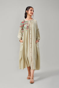 Sage Green Embroidered Long Dress